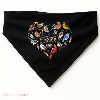 Forest Bird Heart Watching Cardinal Goldfinch Wren Chickadee USA-Made Doggie Bandana