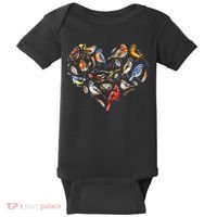 Forest Bird Heart Watching Cardinal Goldfinch Wren Chickadee Baby Bodysuit thumb 0