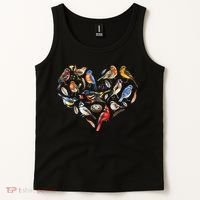Forest Bird Heart Watching Cardinal Goldfinch Wren Chickadee Tank Top thumb 2