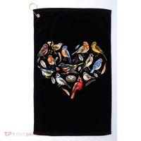 Forest Bird Heart Watching Cardinal Goldfinch Wren Chickadee Golf Towel thumb 0