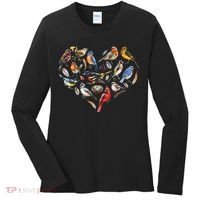 Forest Bird Heart Watching Cardinal Goldfinch Wren Chickadee Women's Long Sleeve Shirt thumb 0