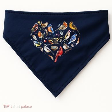 Forest Bird Heart Watching Cardinal Goldfinch Wren Chickadee USA-Made Doggie Bandana