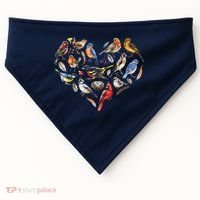 Forest Bird Heart Watching Cardinal Goldfinch Wren Chickadee USA-Made Doggie Bandana thumb 0