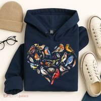 Forest Bird Heart Watching Cardinal Goldfinch Wren Chickadee Hoodie thumb 4