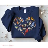 Forest Bird Heart Watching Cardinal Goldfinch Wren Chickadee Sweatshirt thumb 2