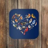 Forest Bird Heart Watching Cardinal Goldfinch Wren Chickadee Coaster thumb 0