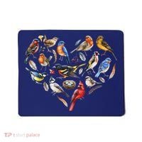 Forest Bird Heart Watching Cardinal Goldfinch Wren Chickadee Mousepad thumb 0