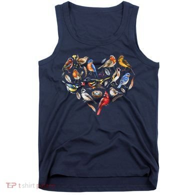 Forest Bird Heart Watching Cardinal Goldfinch Wren Chickadee Tank Top
