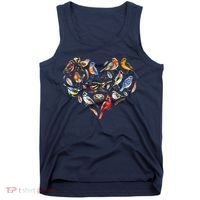 Forest Bird Heart Watching Cardinal Goldfinch Wren Chickadee Tank Top thumb 0