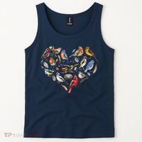 Forest Bird Heart Watching Cardinal Goldfinch Wren Chickadee Tank Top thumb 2