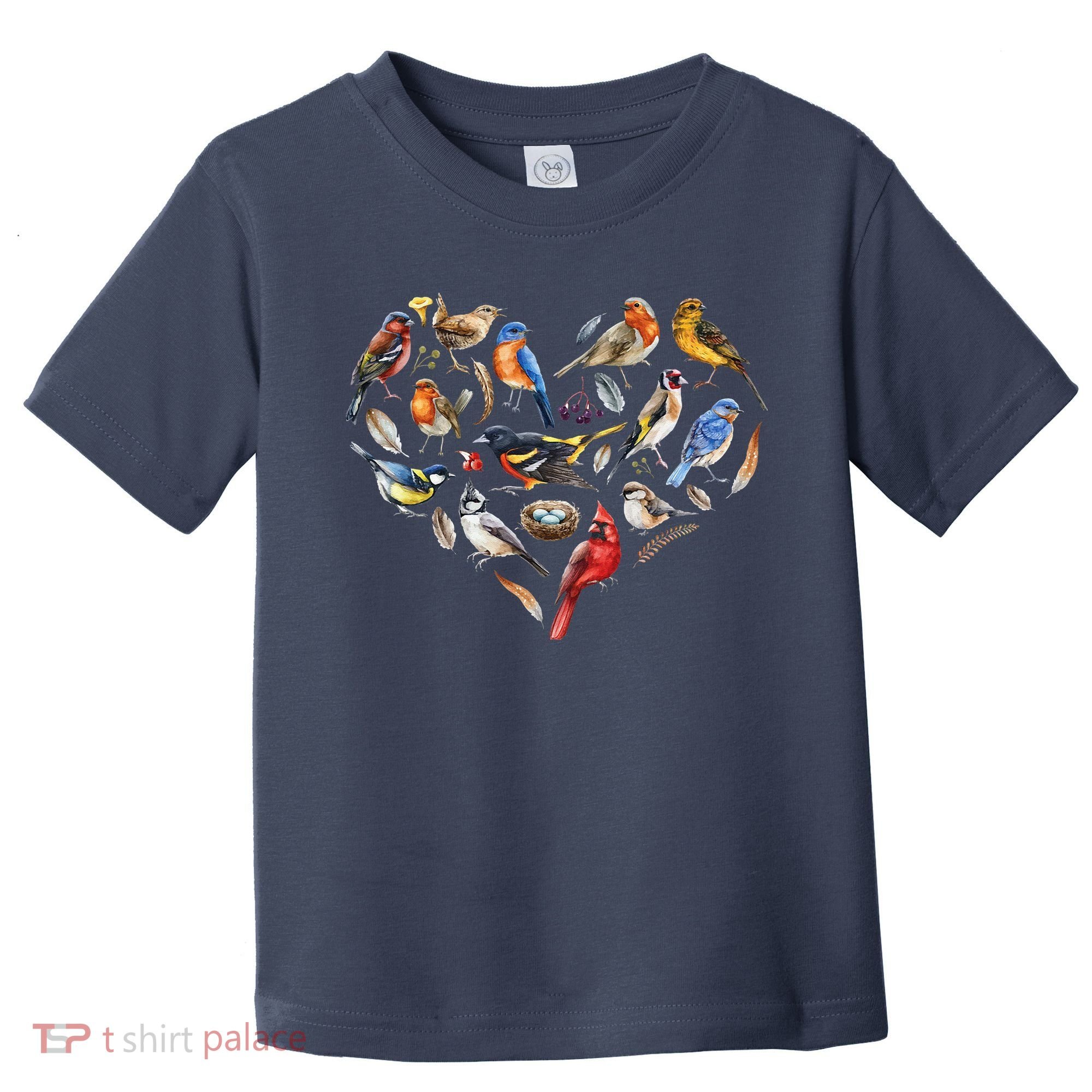 Forest Bird Heart Watching Cardinal Goldfinch Wren Chickadee Toddler T-Shirt