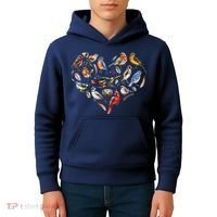 Forest Bird Heart Watching Cardinal Goldfinch Wren Chickadee Kids Hoodie thumb 4