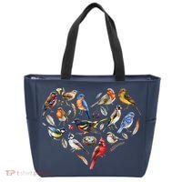 Forest Bird Heart Watching Cardinal Goldfinch Wren Chickadee Tote Bag thumb 0
