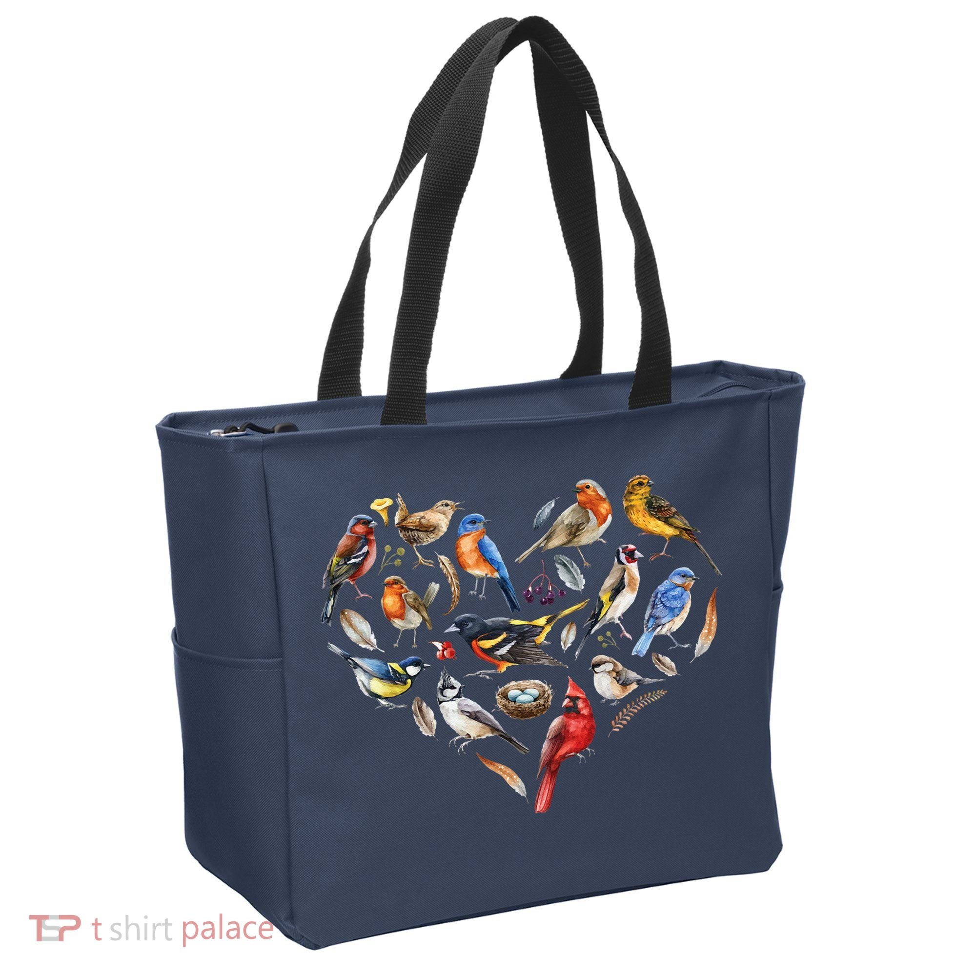 Forest Bird Heart Watching Cardinal Goldfinch Wren Chickadee Tote Bag