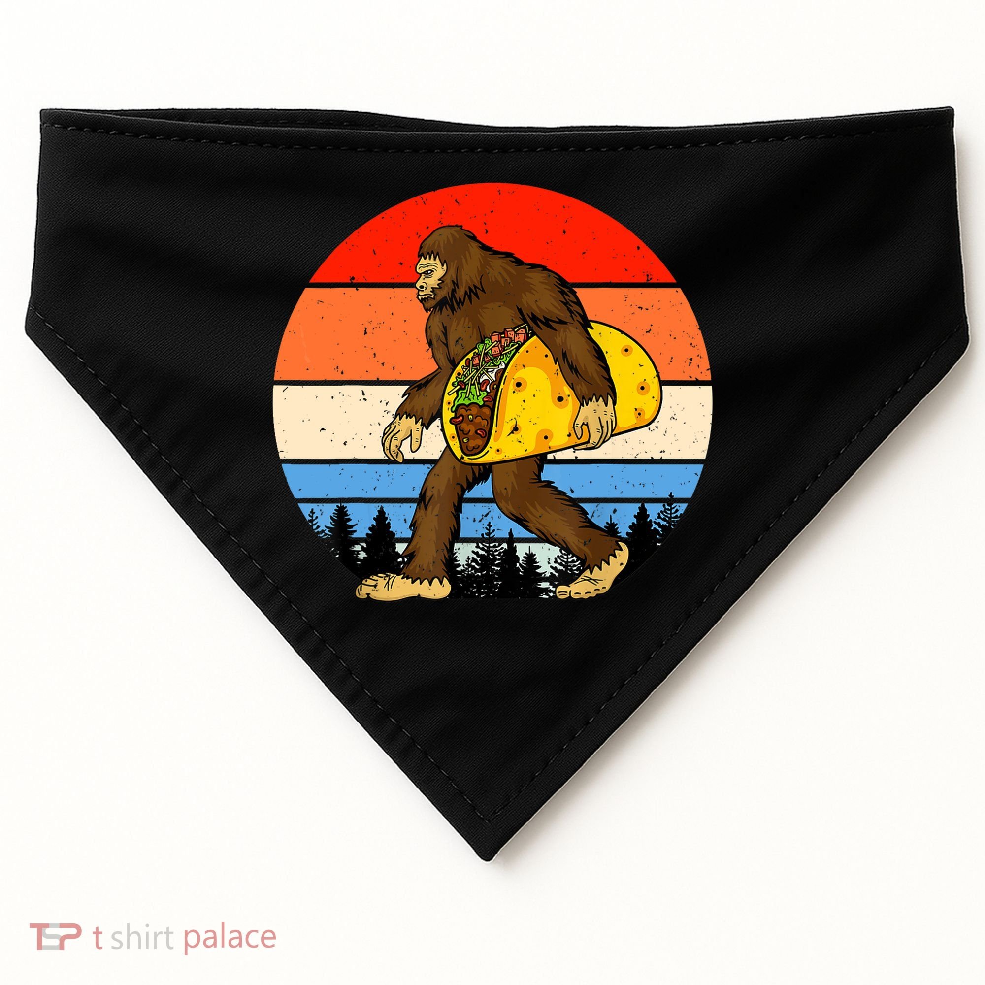 Funny Bigfoot Holding A Taco Gift Funny Taco Gift USA-Made Doggie Bandana