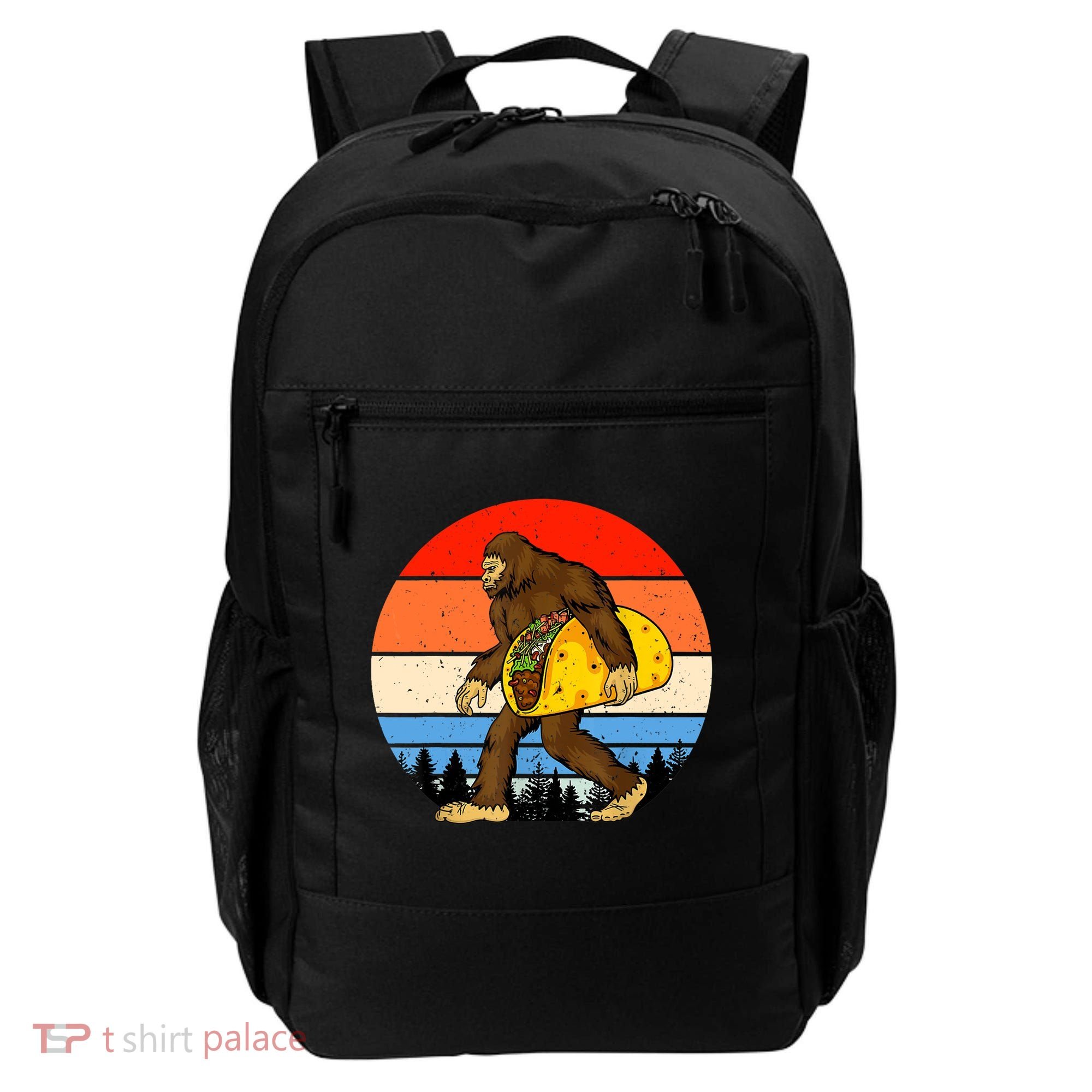 Funny Bigfoot Holding A Taco Gift Funny Taco Gift Backpack