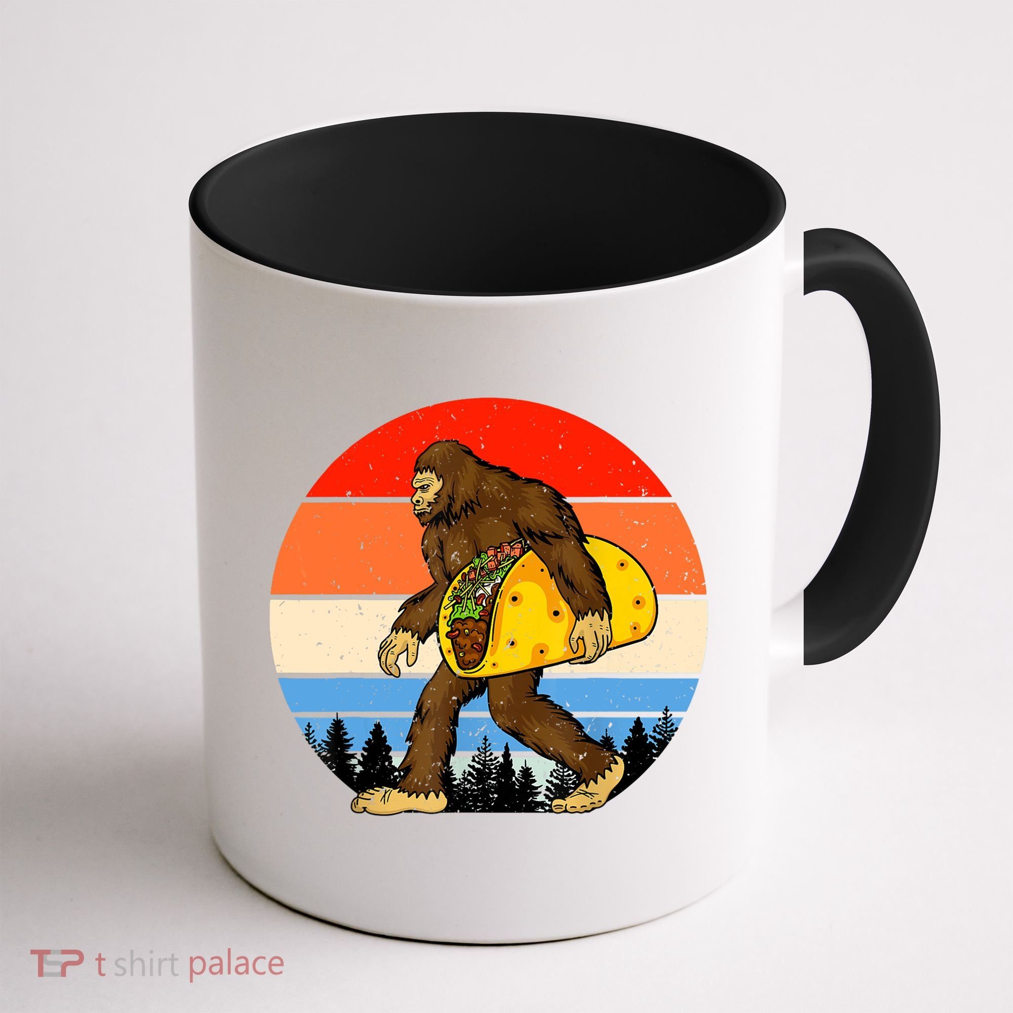 Funny Bigfoot Holding A Taco Gift Funny Taco Gift Coffee Mug