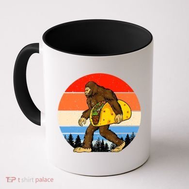 Funny Bigfoot Holding A Taco Gift Funny Taco Gift Coffee Mug