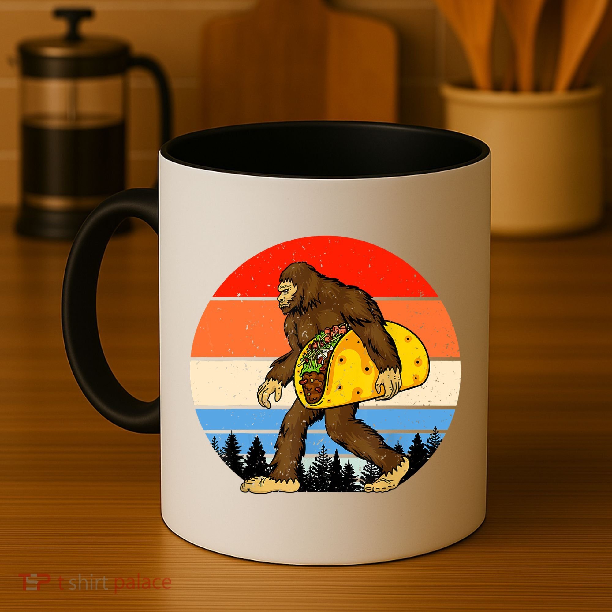 Funny Bigfoot Holding A Taco Gift Funny Taco Gift Coffee Mug