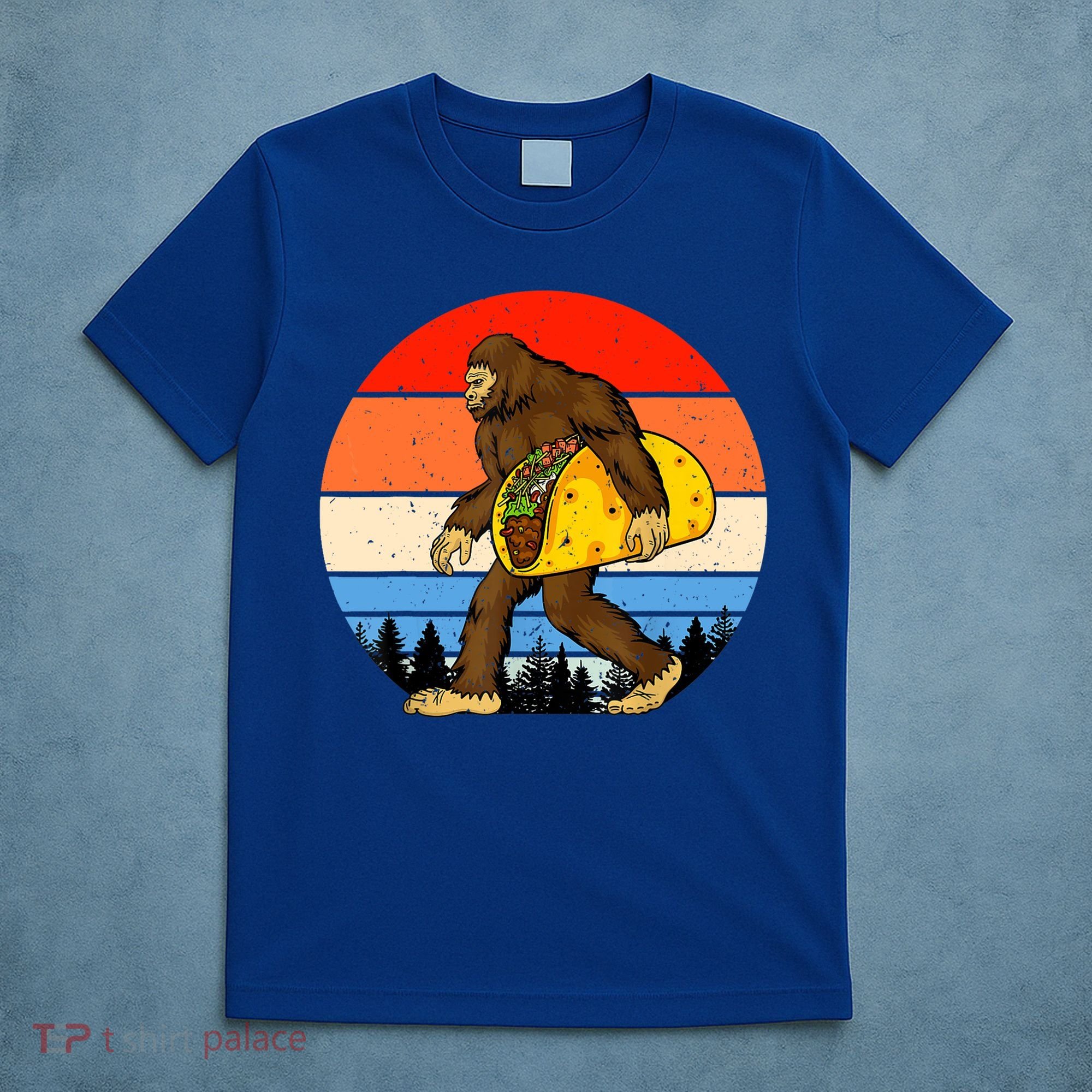 Funny Bigfoot Holding A Taco Gift Funny Taco Gift T-Shirt