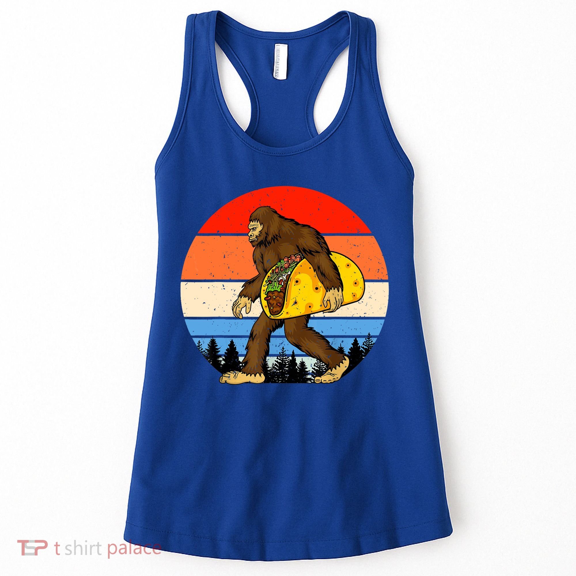 Funny Bigfoot Holding A Taco Gift Funny Taco Gift Women's Tank Top