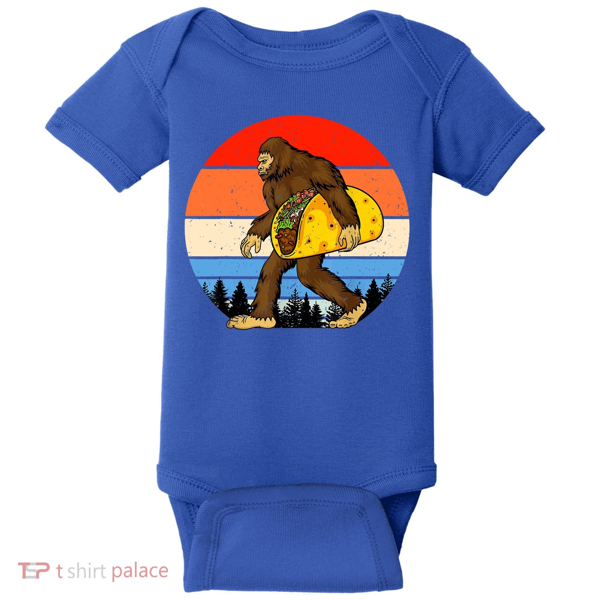 Funny Bigfoot Holding A Taco Gift Funny Taco Gift Baby Bodysuit