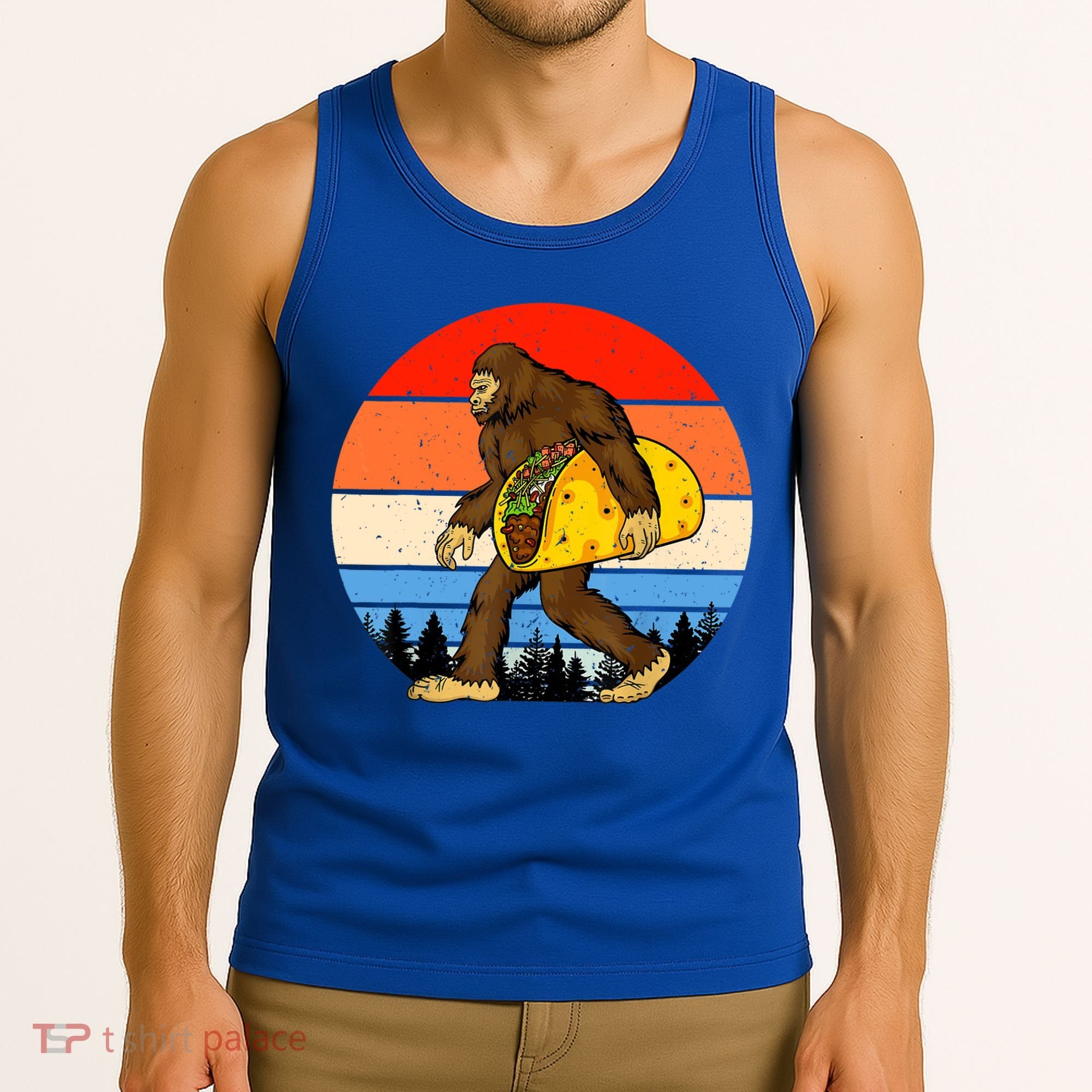 Funny Bigfoot Holding A Taco Gift Funny Taco Gift Tank Top