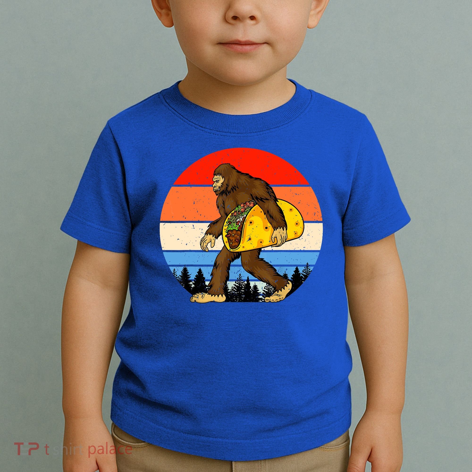 Funny Bigfoot Holding A Taco Gift Funny Taco Gift Toddler T-Shirt
