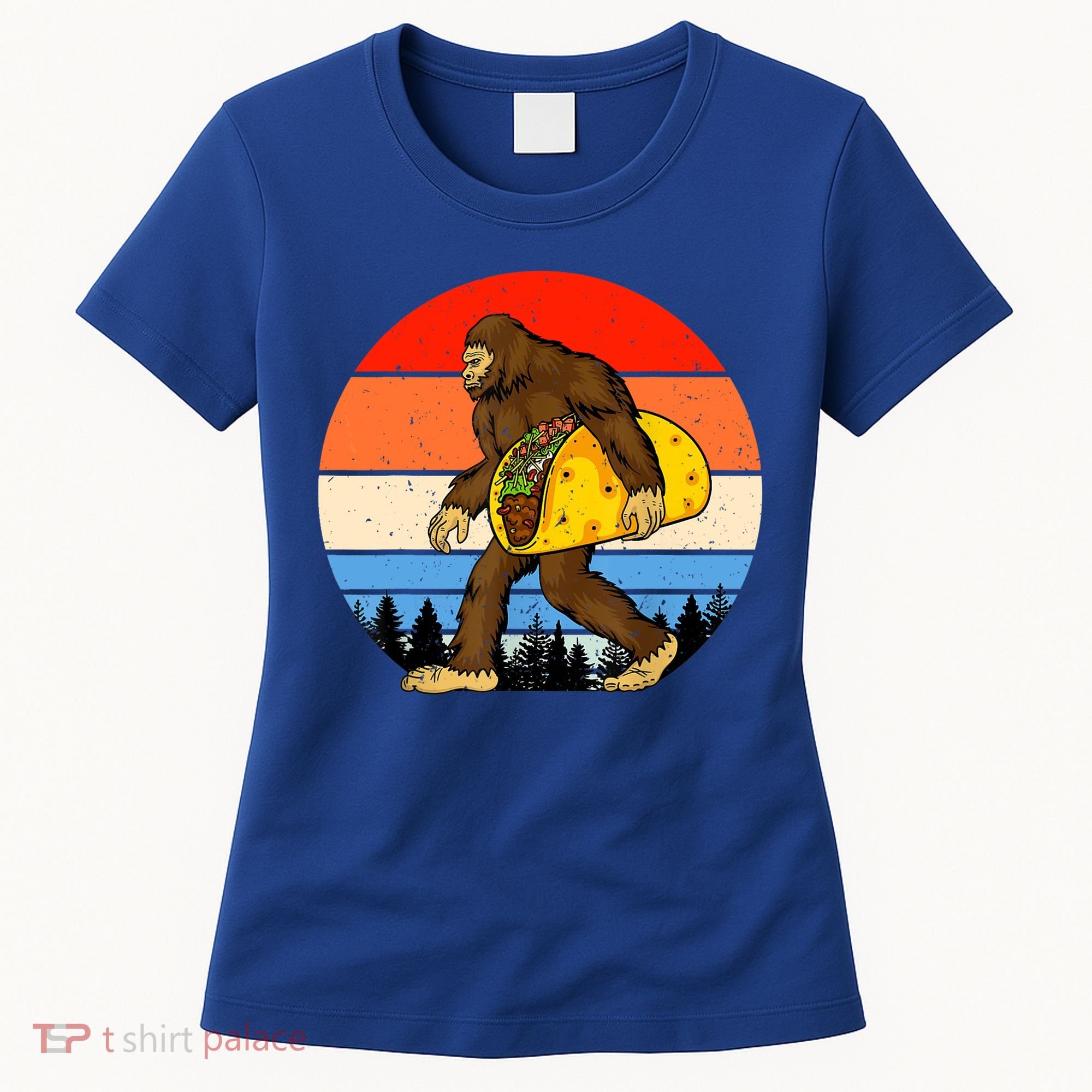Funny Bigfoot Holding A Taco Gift Funny Taco Gift Women's T-Shirt