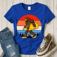 Funny Bigfoot Holding A Taco Gift Funny Taco Gift Women's T-Shirt thumb 3
