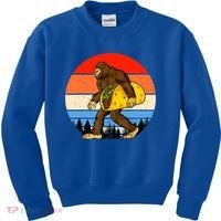 Funny Bigfoot Holding A Taco Gift Funny Taco Gift Kids Sweatshirt thumb 0
