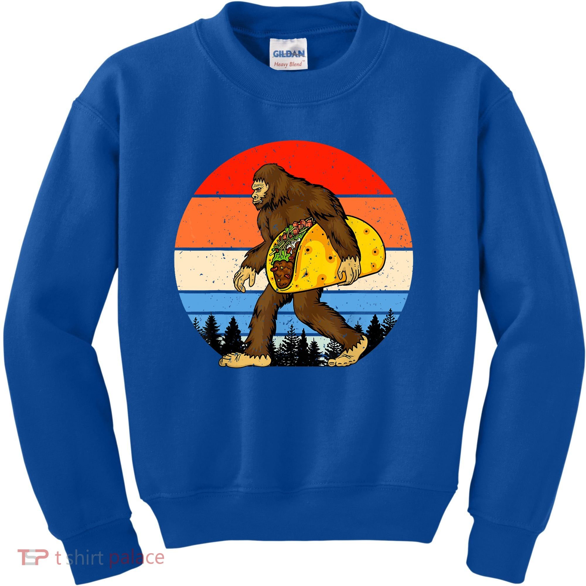 Funny Bigfoot Holding A Taco Gift Funny Taco Gift Kids Sweatshirt