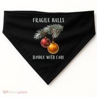 Fragile Balls Handle With Care Funny Offensive Christmas USA-Made Doggie Bandana thumb 0