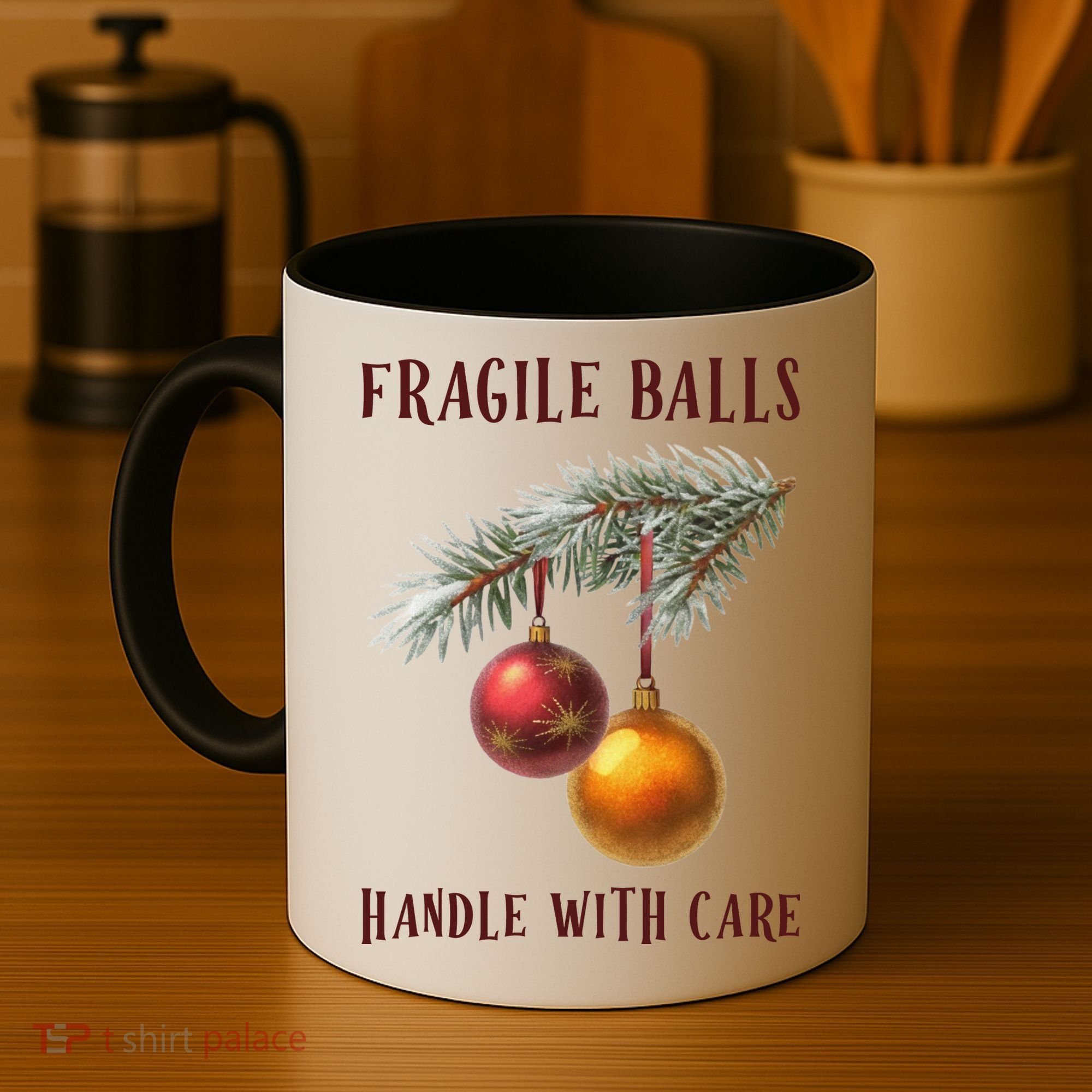 Fragile Balls Handle With Care Funny Offensive Christmas Coffee Mug