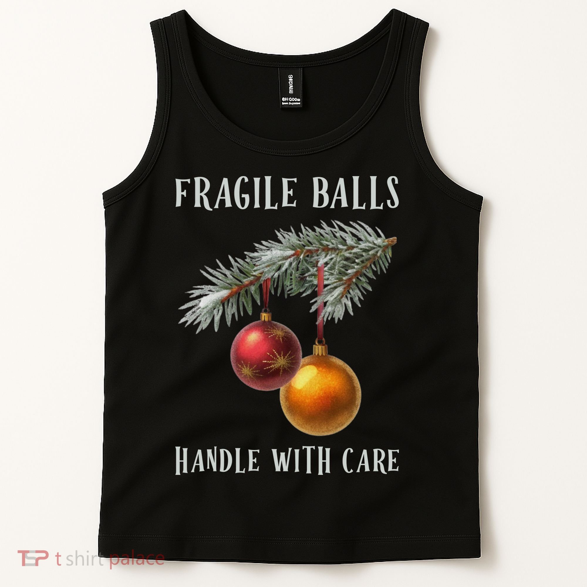 Fragile Balls Handle With Care Funny Offensive Christmas Tank Top