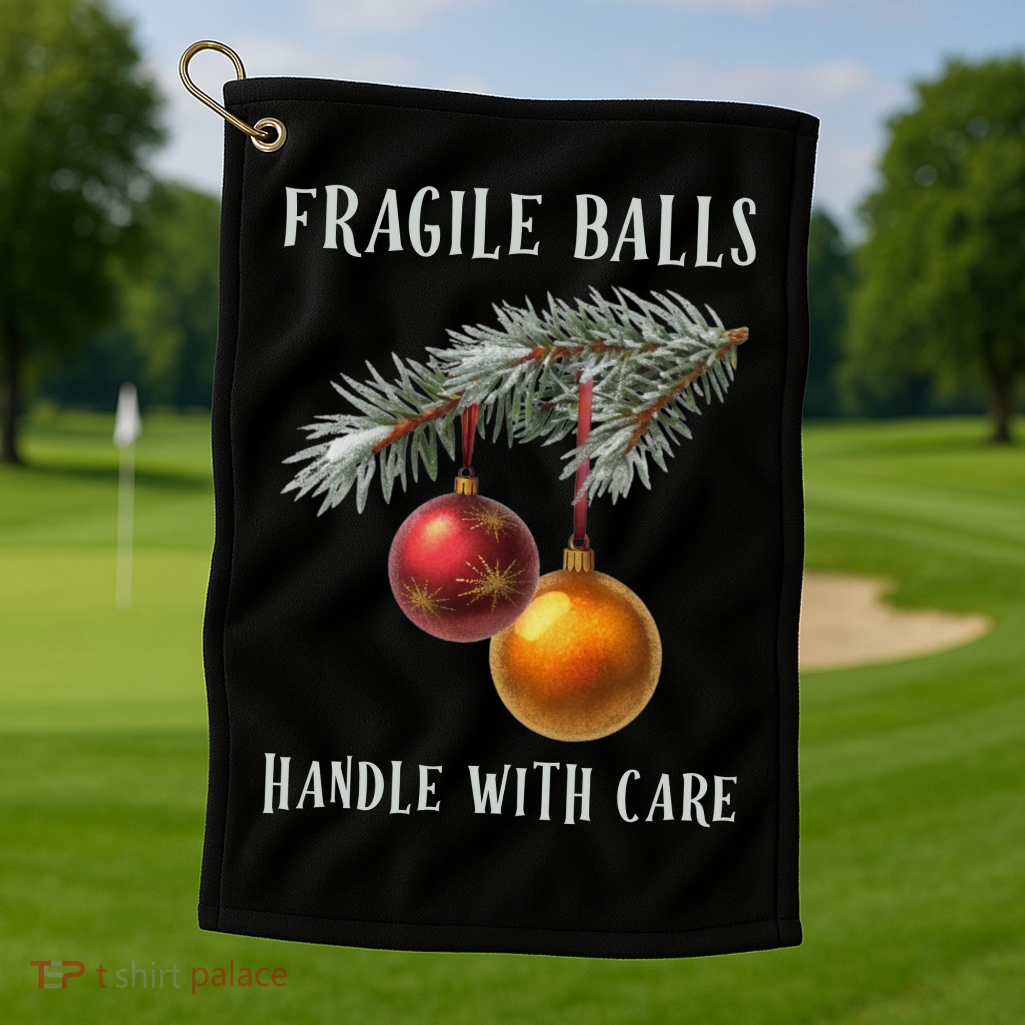 Fragile Balls Handle With Care Funny Offensive Christmas Golf Towel