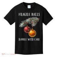 Fragile Balls Handle With Care Funny Offensive Christmas Kids T-Shirt thumb 0