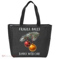 Fragile Balls Handle With Care Funny Offensive Christmas Tote Bag thumb 0