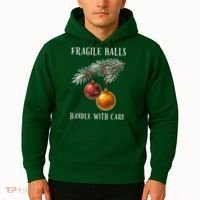 Fragile Balls Handle With Care Funny Offensive Christmas Hoodie thumb 2