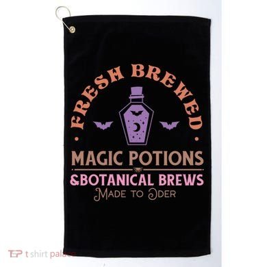 Fresh Brewed Halloween Witch Sign Witchy Mystical Magical Cute Gift Golf Towel