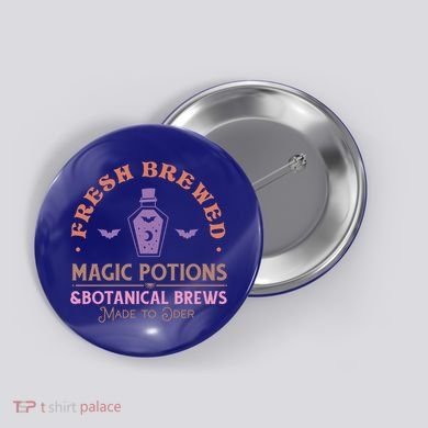 Fresh Brewed Halloween Witch Sign Witchy Mystical Magical Cute Gift Button