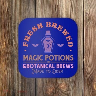Fresh Brewed Halloween Witch Sign Witchy Mystical Magical Cute Gift Coaster