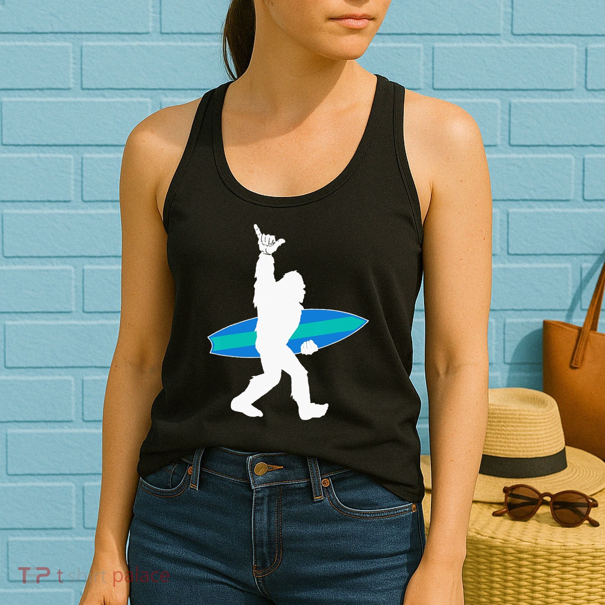 Funny Bigfoot Hang Loose Gift For Shaka Aloha Surfer Lovers Women's Tank Top