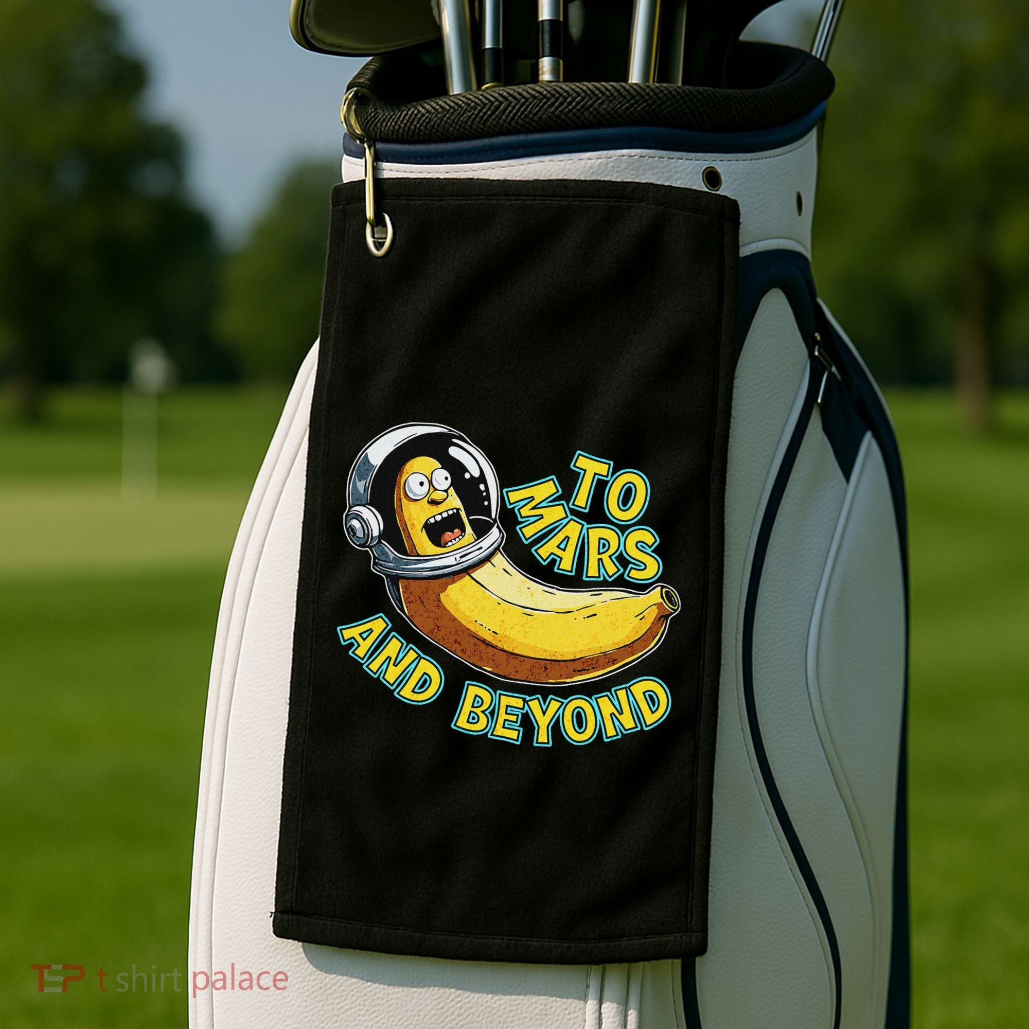 Funny Banana In Space To Mars And Beyound Star Astronaut Golf Towel