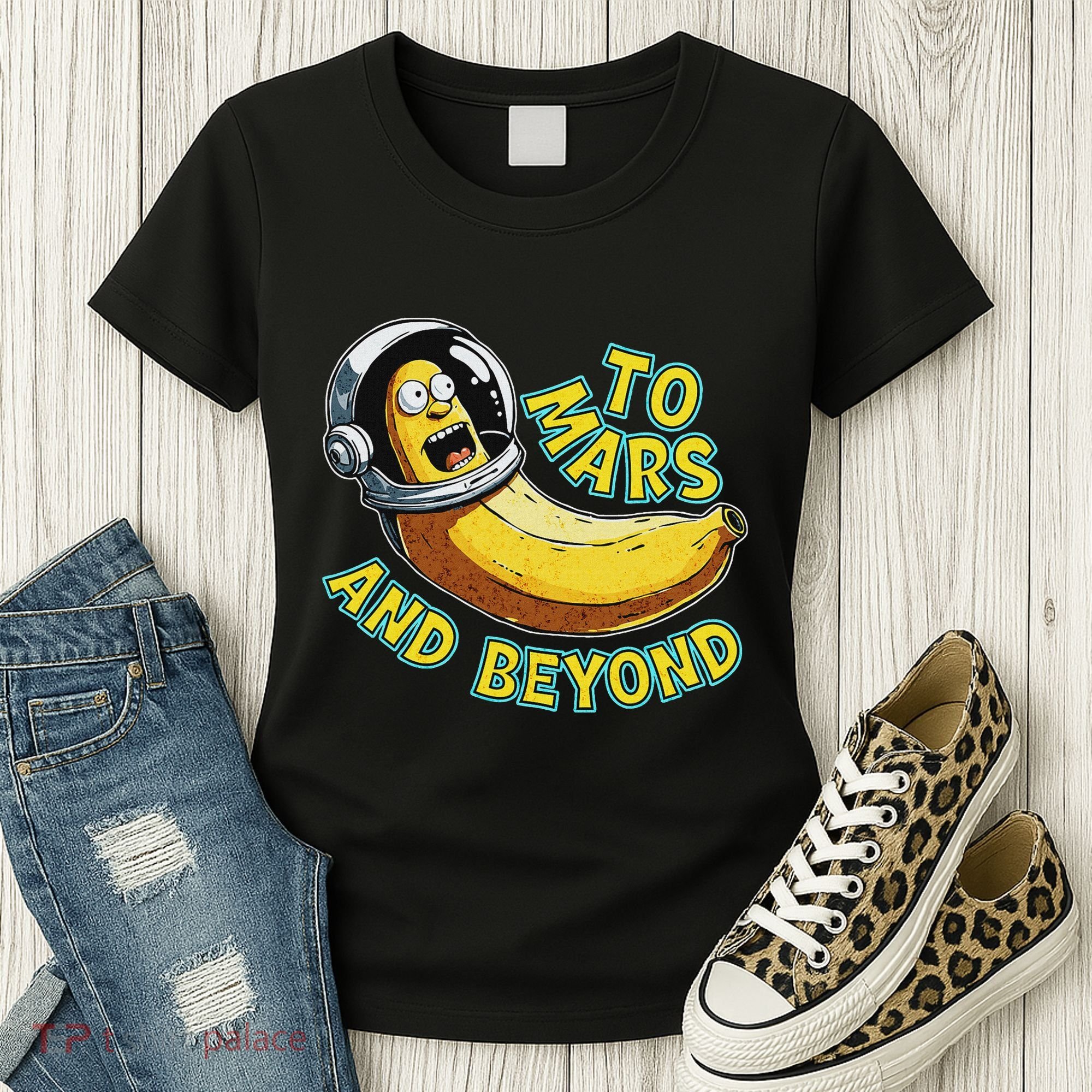 Funny Banana In Space To Mars And Beyound Star Astronaut Women's T-Shirt