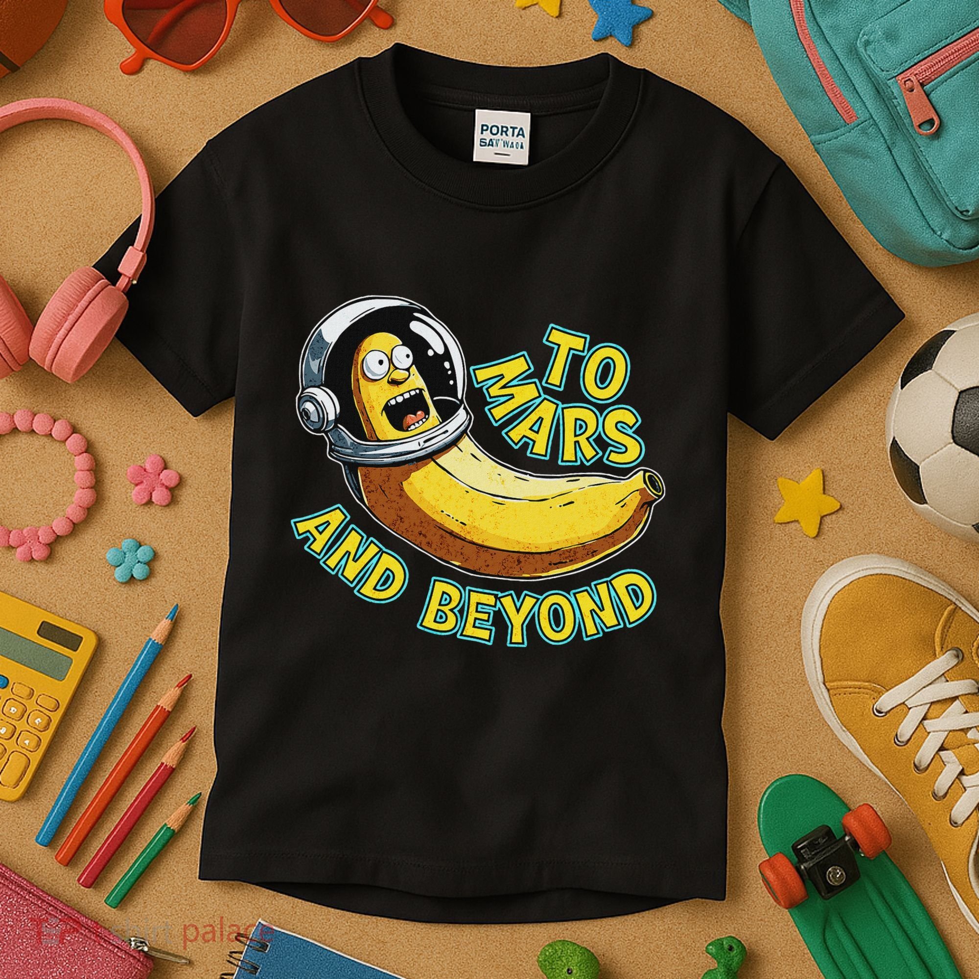 Funny Banana In Space To Mars And Beyound Star Astronaut Kids T-Shirt