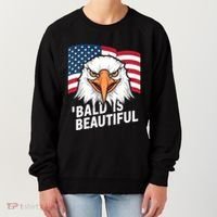 Funny Bald Is Beautiful Independence Day 4th July Eagle Gift Women's Sweatshirt thumb 0