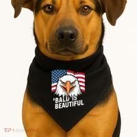 Funny Bald Is Beautiful Independence Day 4th July Eagle Gift USA-Made Doggie Bandana thumb 1
