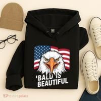 Funny Bald Is Beautiful Independence Day 4th July Eagle Gift Hoodie thumb 4