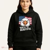 Funny Bald Is Beautiful Independence Day 4th July Eagle Gift Hoodie thumb 5